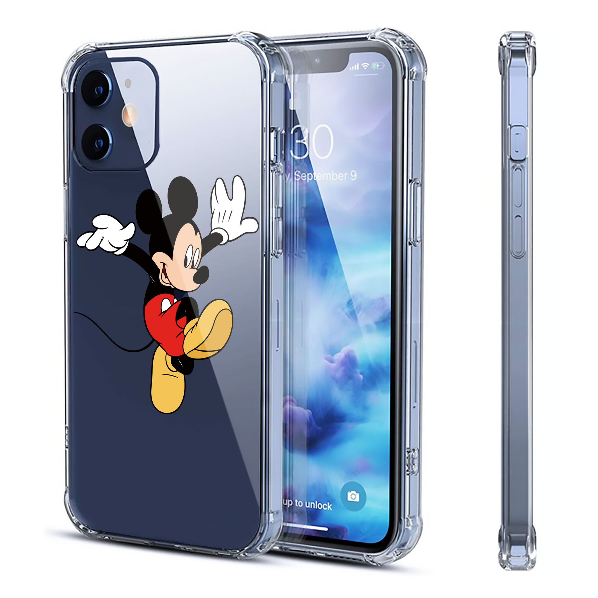 （画像用） ミッキーマウス Mickey Mouse 【iPhone 12シリーズ対応】透明スマホケース（クリアソフトケース）
